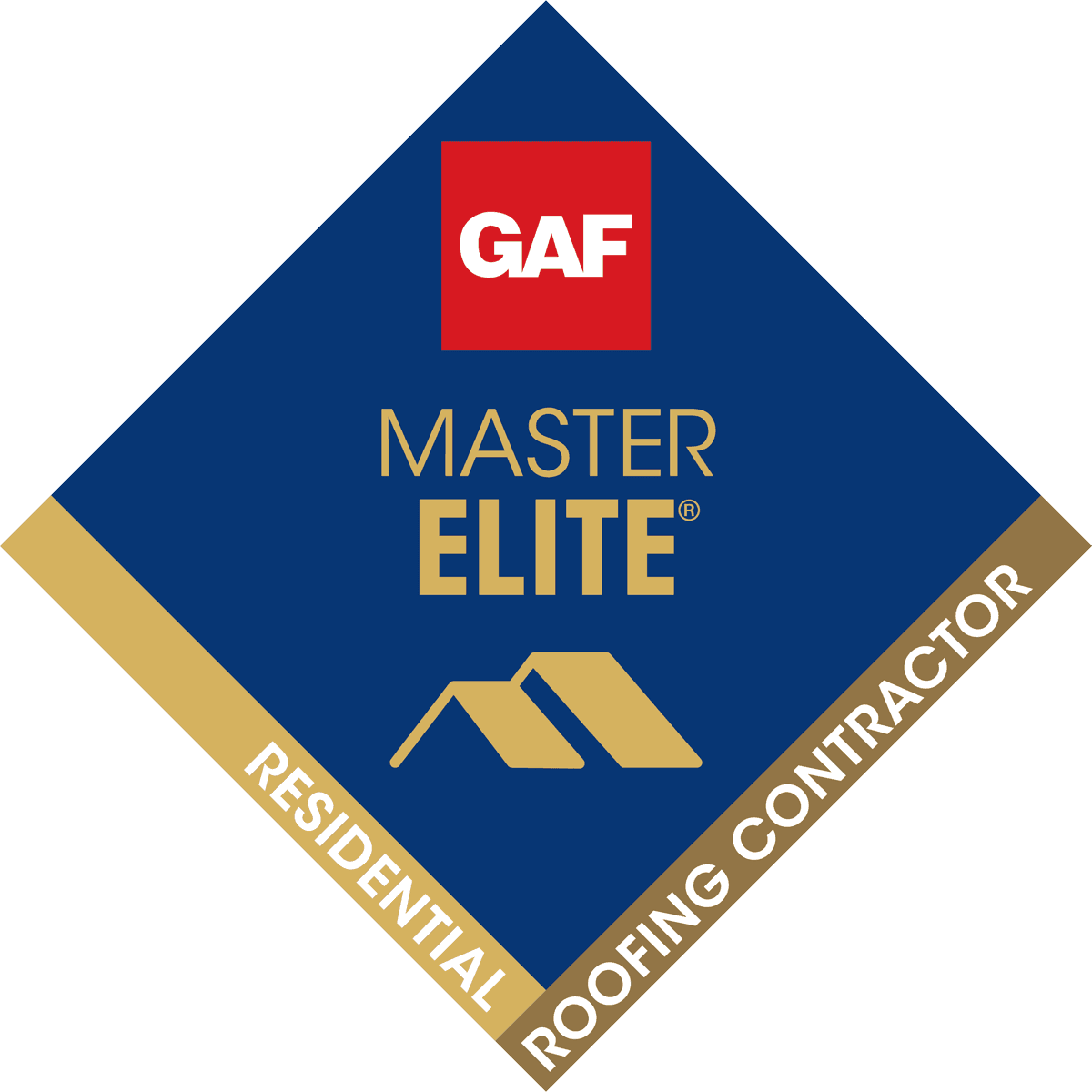 GAF Master Elite Residential Roofing Contractor certification — top 2% of contractors nationwide